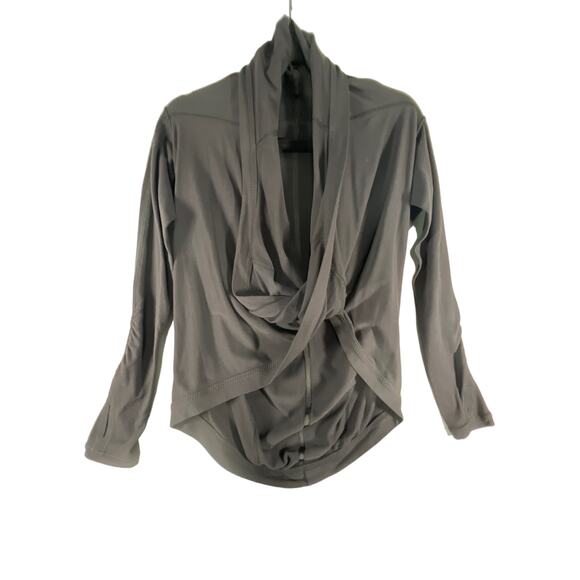 Ivivva by Lululemon Iconic Wrap Top Long sleeve Hood Crop Heathered Black Sz: 4 - Picture 1 of 5